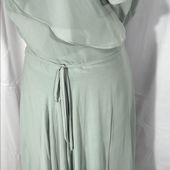 Jenny Yoo Annabelle Sea Glass Convertible Flutter Sleeve Chiffon Maxi Dress Sz14 - Picture 7 of 12